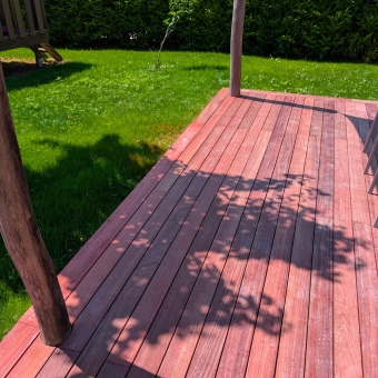 Lame de terrasse en Padouk petite largeur, bois exotique