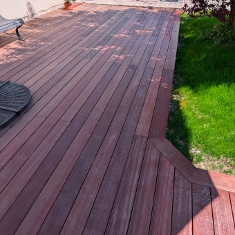 Lame de terrasse en Padouk petite largeur, bois exotique