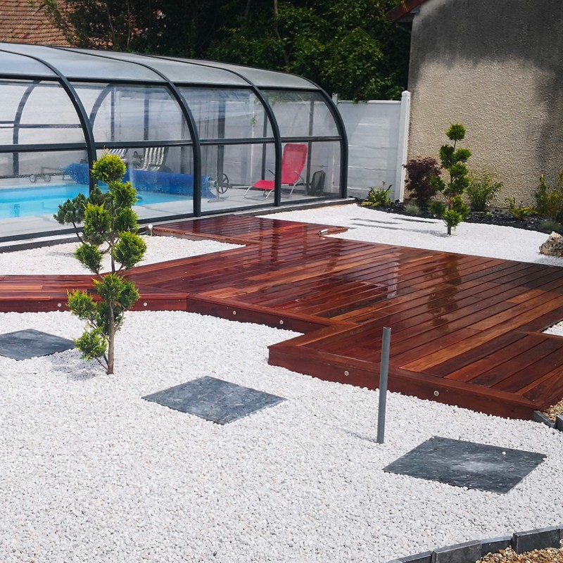 Lame de terrasse en Muiracatiara 2 faces lisses Lame de terrasse en Muiracatiara 2 faces lisses