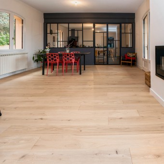 Parquet chêne contrecollé mono lame verni ASPECT BOIS BRUT MAT avec chanfreins