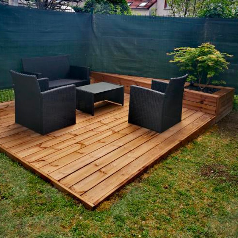 Lame de terrasse pin autoclavé brun 2 faces lissses longueur 4m Lame de terrasse pin autoclavé brun 2 faces lissses longueur 4m